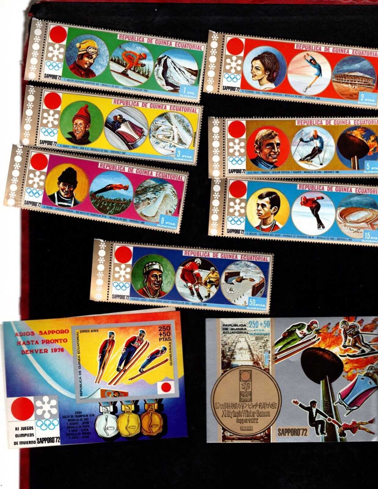 Equatorial Guinea (1972) Sapporo Olympics Winners Set & Souvenir Sheet Mnh
