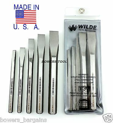 Wilde Tool 5pc Cold Chisel Set Made In Usa Professional Quality Highcarbon Steel