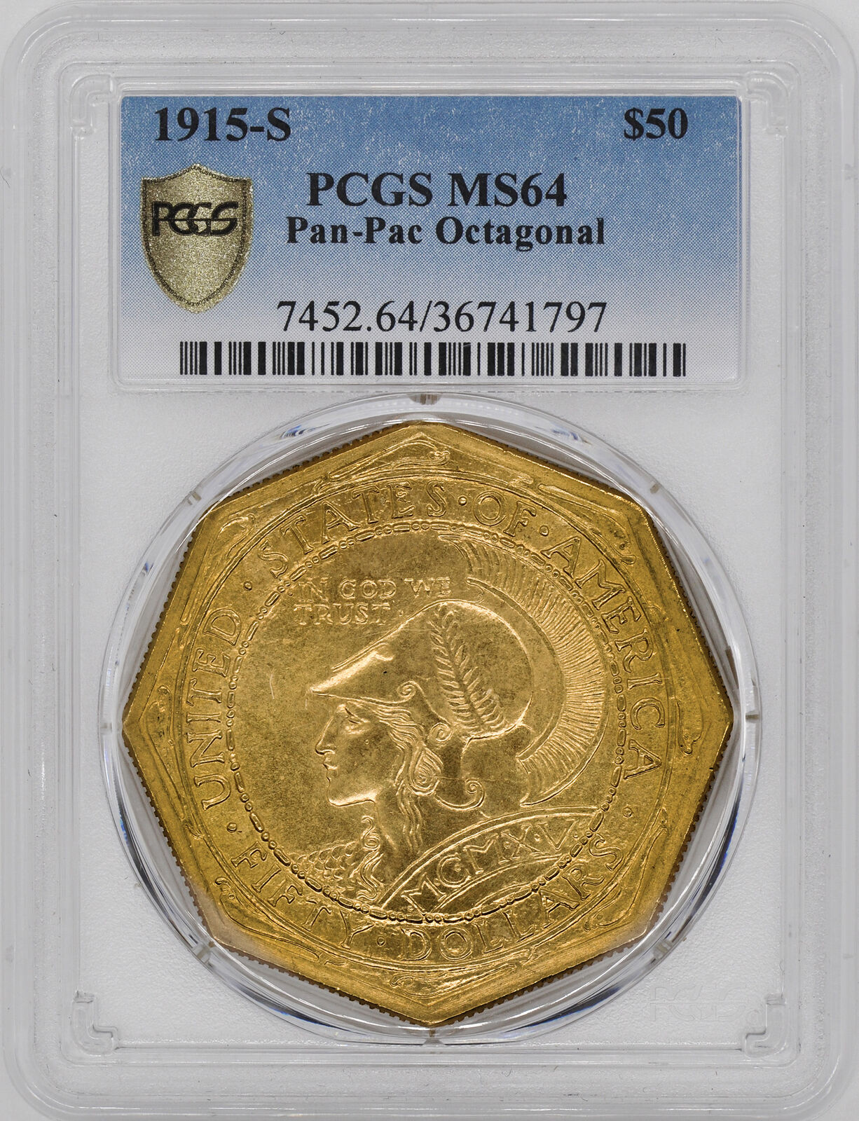 1915-s Gold $50 Pcgs Ms 64