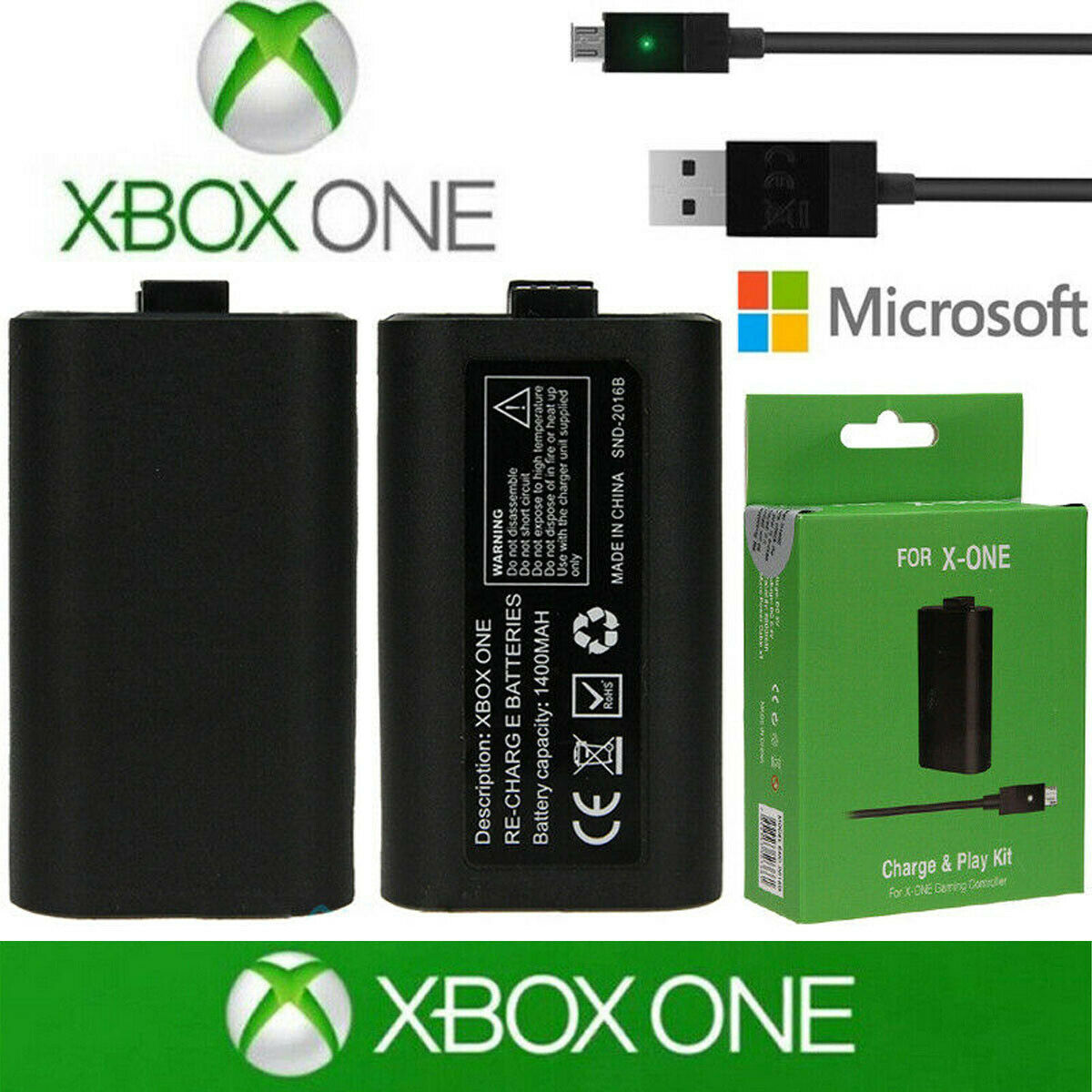 Rechargeable Li-ion Battery Pack Play & Charge Charger For Microsoft Xbox One