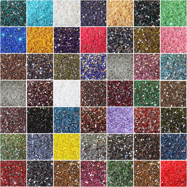 1000 Crystal Flat Back Resin Rhinestones Gems 60 Colors, 2mm, 3mm, 4mm, 5mm, 6.5