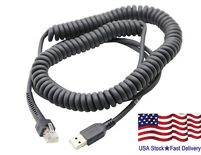 Usb Cable Coiled 15ft For Symbol Barcode Scanner Ls2208 Ls7708 Ls9208 Ls7808