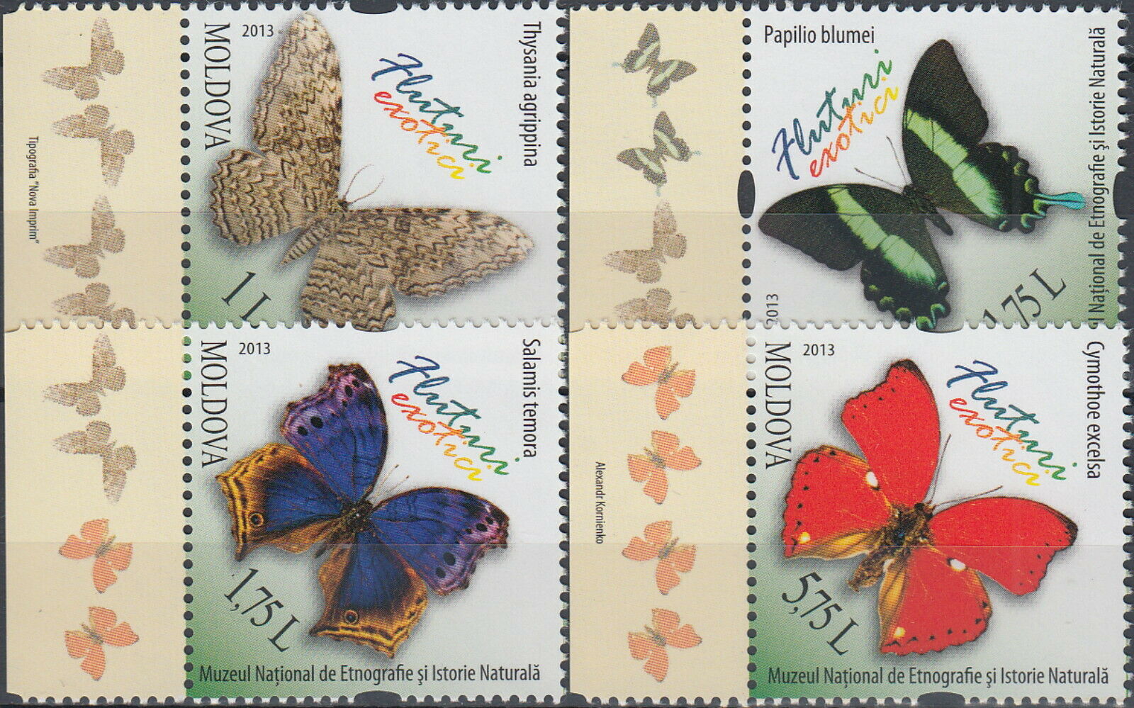 Moldova Butterflies 2013 Mnh-10 Euro