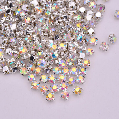 288pcs 3mm-8mm Sew On Crystal Ab Glass Rhinestones Appliques Craft Dress Making