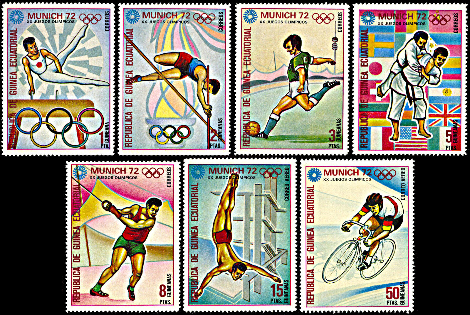 Equatorial Guinea #mi108-mi114 Mnh Summer Olympics Munich