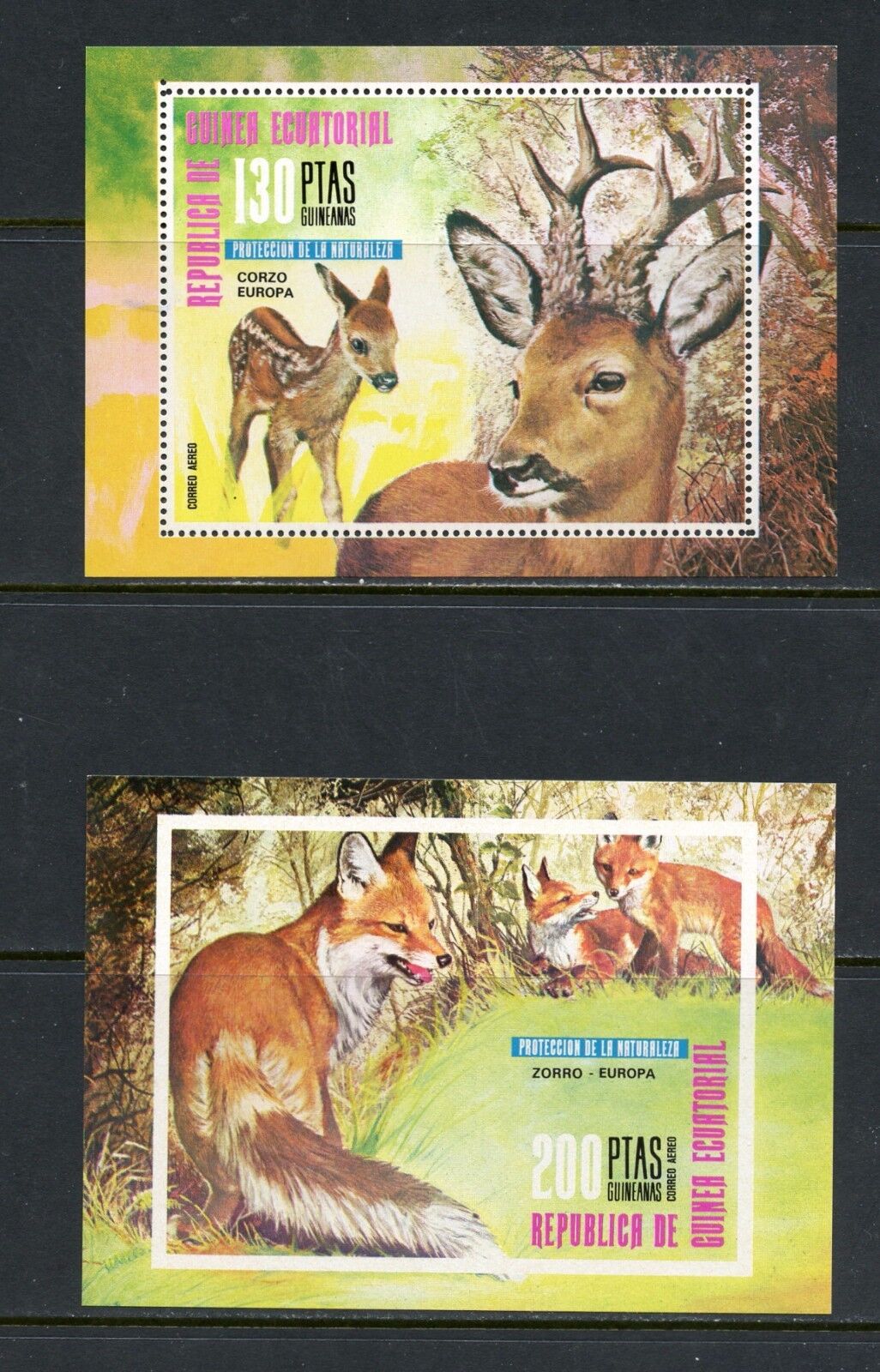 G822  Equatorial Guinea  1976    Fauna Deer Fox  Sheets   Mnh