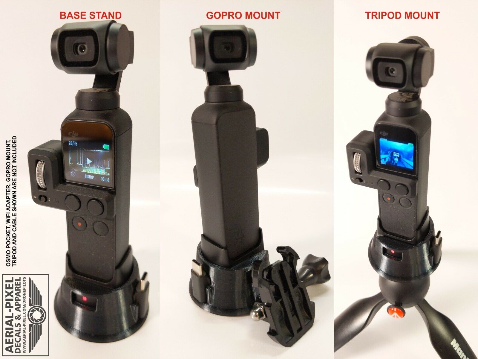 Dji Osmo Pocket Wifi Module Compatible Tripod & Gopro Mount Flex Rubber 3dprint