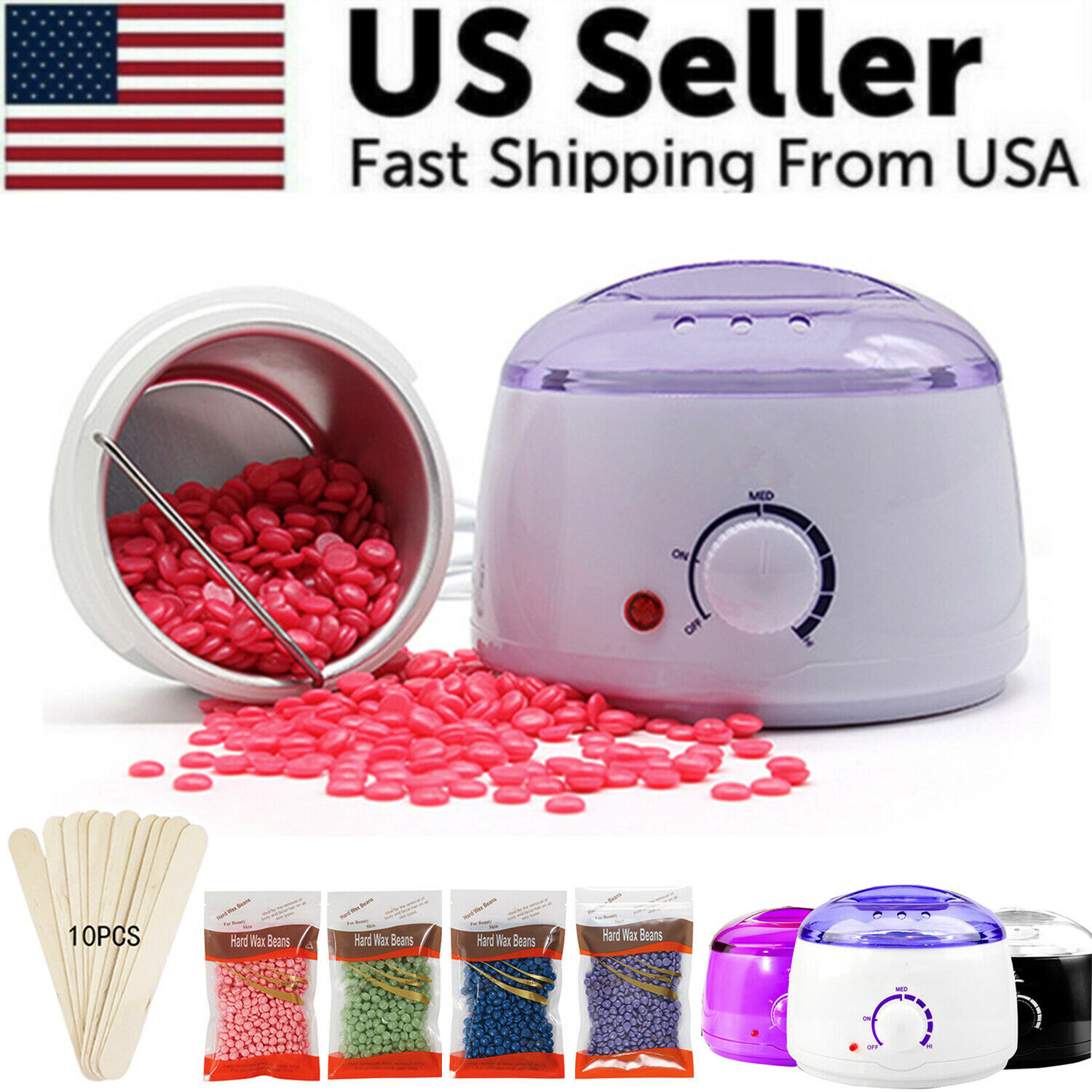 Professional Wax Warmer Heater Hair Removal Depilatory Home Waxing Kit Beans Us