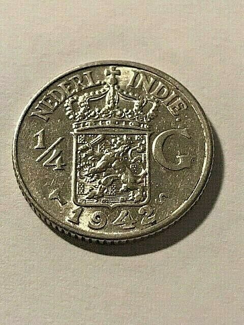 1942-s Netherlands/east Indies 1/4 Gulden Silver Au #12757