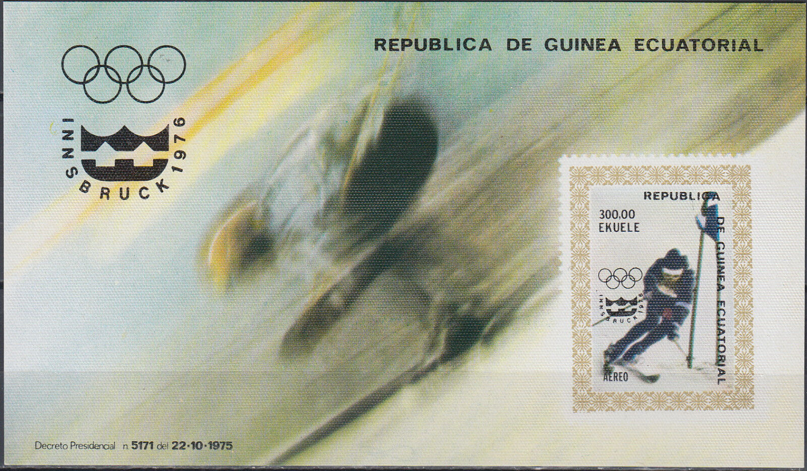 Equatorial Guinea S/s Olympic Games Innsbruck 1976 Mnh-50 Euro